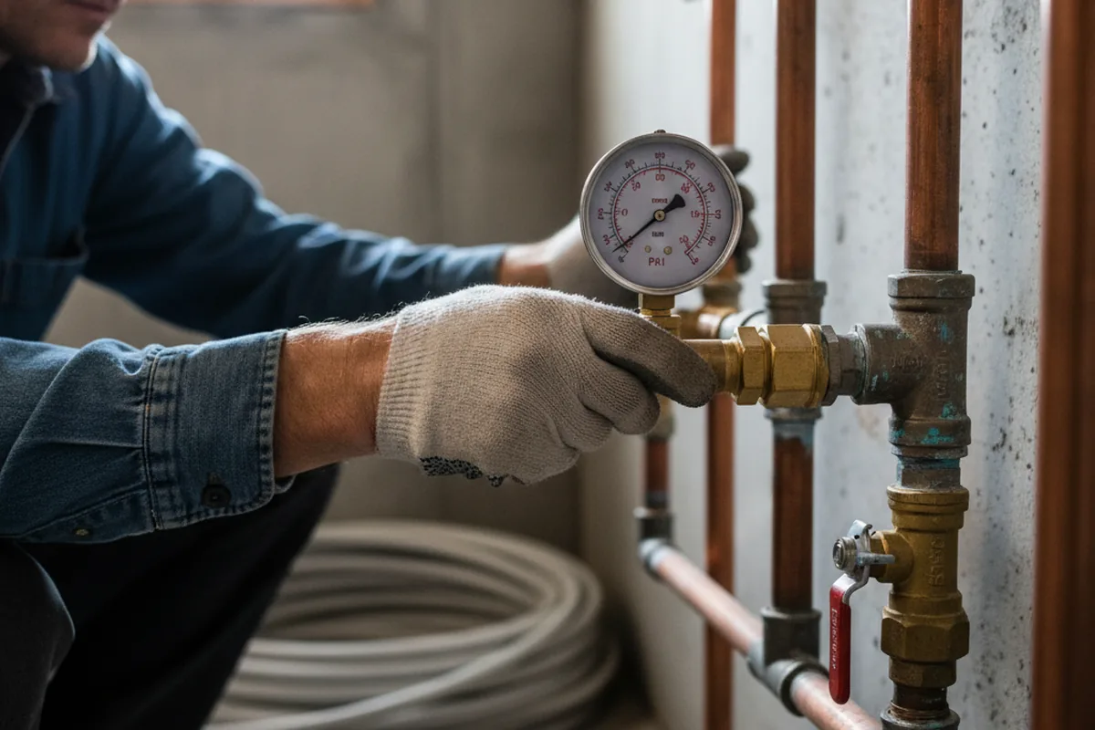 Pressure testing a repaired line during Water Line Repair in Saint Helena